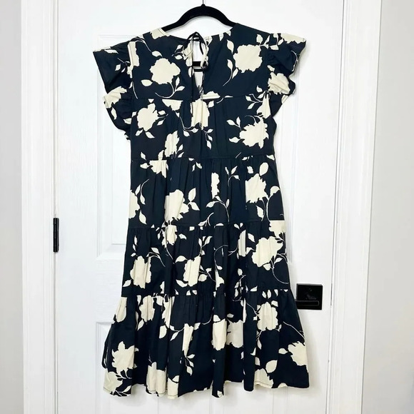 SOFIE THE LABEL Size‎ M Black Cream Floral Swing Tiered Dress - Picture 5 of 5